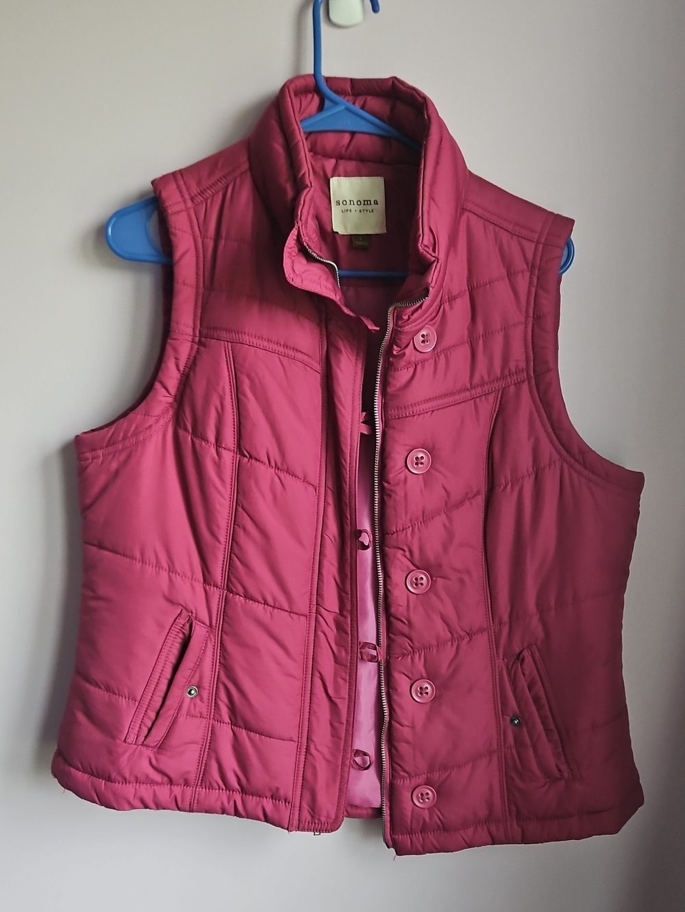 Sonoma Pink Quilted Puffer Vest